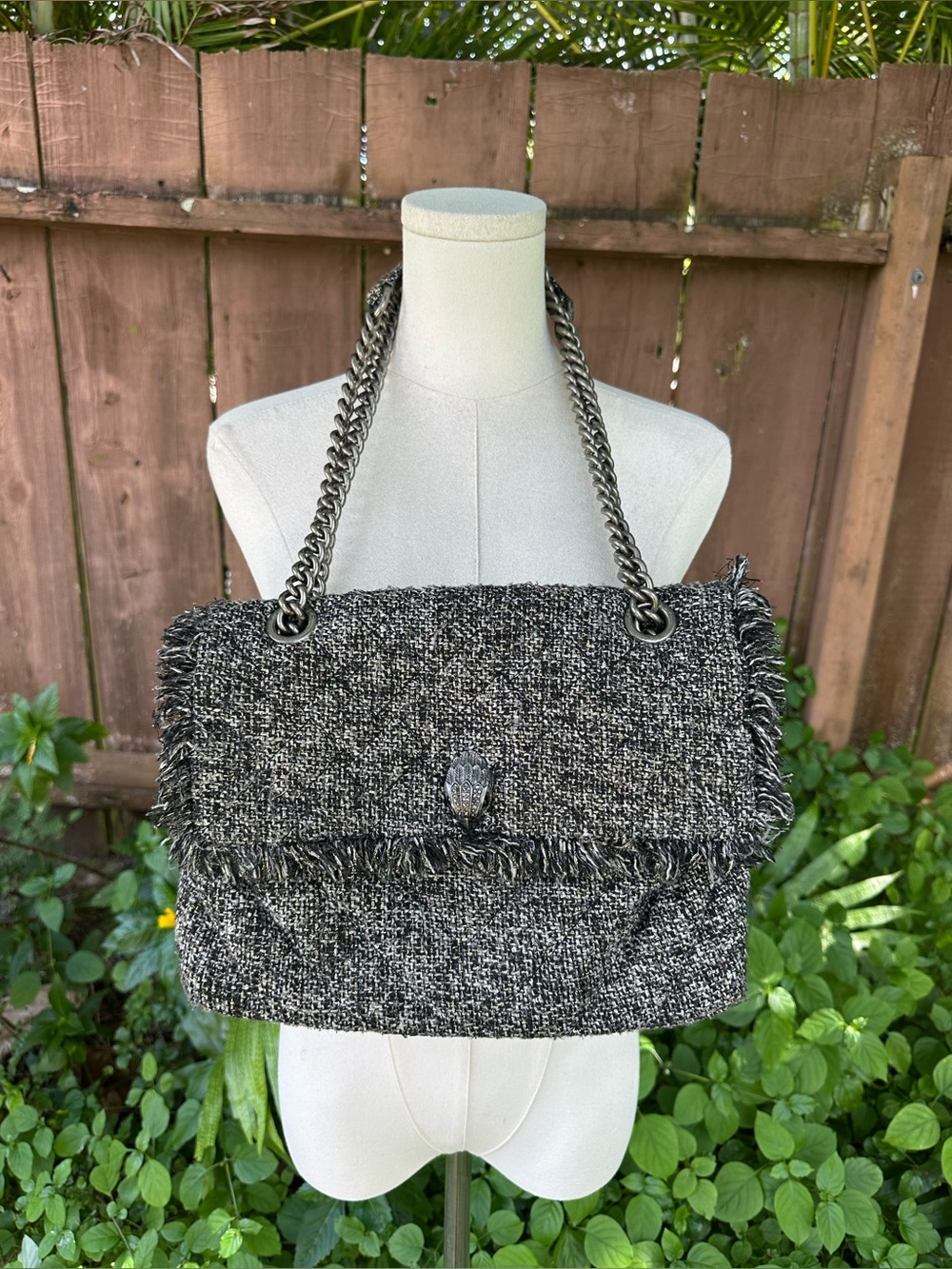 Kurt Geiger Grey Tweed Large Shoulder Bag